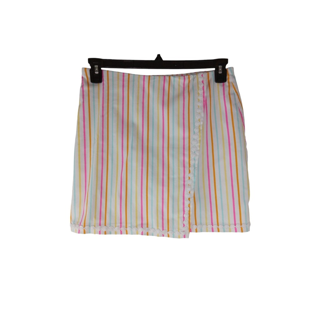 Crown & Ivy Women Size 6-Skort Wrap Shorts Skirt-Striped-Tennis / Golf